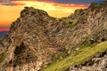 unusual rock formation on sunset. Mountains landscape. Idyllic mountain background. Amazing scene with mountains. beautiful Royalty Free Stock Photo