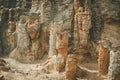 Unusual rock formations closeup at Petrified Forest, Cape Bridgewater, Australia. Royalty Free Stock Photo