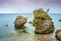 Unusual rocks with birds