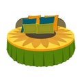 Unusual round bed.Bed with cushions in the form of a yellow flower.Bed single icon in cartoon style vector symbol stock Royalty Free Stock Photo