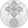 The unusual round design with wings and two mandalas. It can be