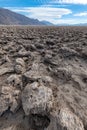 The unusual salt formations of the Devil`s Golf Course in Death Valley National Park, California, USA Royalty Free Stock Photo