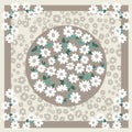 Unusual scarf floral print. Beautiful floral pattern in small daisies for scarf print, textile, surface, covers, scrapbooking,