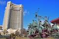 Caragealiana Sculpture next to Hotel Intercontinental & National Theatre Bucharest along Nicolae Balcescu Boulevard, Romania