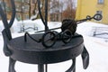 Unusual sculptures and monuments of St. Petersburg. Grandma`s chair