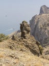 Unusual shape of the rock over the sea in the reserve.Kara-Dag.Crimea