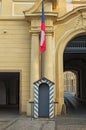 Unusual Situation. Sentry Box Without Guard. Royal Palace In Prague Castle. Prague, Czech Republic