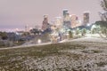 Unusual snow in Downtown Houston and snowfall at Eleanor Park Royalty Free Stock Photo