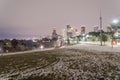 Unusual snow in Downtown Houston and snowfall at Eleanor Park Royalty Free Stock Photo