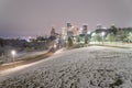 Unusual snow in Downtown Houston and snowfall at Eleanor Park Royalty Free Stock Photo