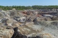 Unusual surreal alien landscape. Ural local Mars. Ural refractory clay quarries