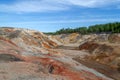 Unusual surreal alien landscape. Ural local Mars. Ural refractory clay quarries