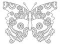 Unusual symmetrical butterfly hand-drawn colouring page vector illustration Royalty Free Stock Photo