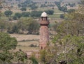 unusual tower, the hiran minar, at fatephur sikri near agra- decorated with stone elephant tusks