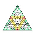 Unusual triangular sudoku game colorful vector illustration