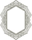 Unusual vertical hexagon rich decorated floral decorative frame Royalty Free Stock Photo