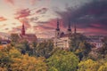 Unusual view of the city of Jihlava, Czech