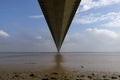 Unusual view directly under suspension Humber Bridge, Hull, Yorksire Royalty Free Stock Photo