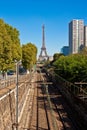 Unusual view of the Eiffel tower