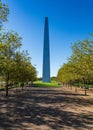 Unusual view of St Louis and Gateway Arch from National Park