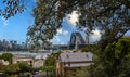 Unusual view of Sydney Harbour Bridge taken from The Observatory, Sydney, NSW, Australia