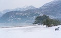 unusual weather on the Adriatic coast, snow on the beach