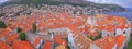 Unusual wide aerial panorama of the Dubrovnik old town