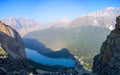 Unusual view of the famous Morraine Lake Royalty Free Stock Photo