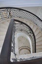 The top view of the semi-ellipse of the marble staircase in the house.