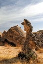 Unusually shaped cliffs of volcanic origin in the Dervent Valley in the Cappadocia region in Turkey Royalty Free Stock Photo