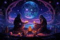 Mystic fortune-tellers reading the secrets of the universe in shimmering crystal balls - Generative AI