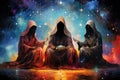 Mystic fortune-tellers reading the secrets of the universe in shimmering crystal balls - Generative AI