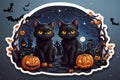 Enchanted Nocturne: Black Cats and Bats in Halloween