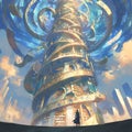 Mystical Library Tower - Imaginative Stock Image