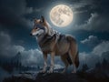Lunar Guardian: Majestic Wolf Beneath the Full Moon