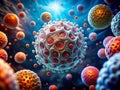 Unveiling the Basophil A Detailed 3D Microscopic Illustration of a White Blood Cell in Low Light Royalty Free Stock Photo