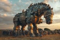 Unveiling deception: the legend of the trojan horse, a symbol of cunning strategy and ancient warfare, an iconic tale of Royalty Free Stock Photo