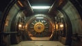 Unveiling the Depths, A Glimpse Inside an Underground Bunker with a Massive Vault Door, Generative AI