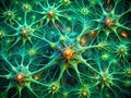 Unveiling the Emerald Fractal Beauty of a Microscopic Neural Network A Detailed Exploration of Intricate Synaptic