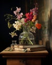 Unveiling Enchanting Elegance: A Vibrant Floral Arrangement in a Glass Vase