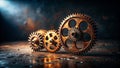 Unveiling the Essence of Programming Languages Minimalist Rusty Gears Emerging from the Digital Void Royalty Free Stock Photo