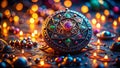 Unveiling the Hidden World Intricate Macro Photography with a Mystical Text Overlay Against a Deep Dark Canvas