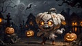 Unveiling the Horror of Ancient Mummies and Sinister Jack-o\'-Lanterns in the Eerie Halloween Cemetery