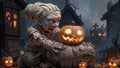 Unveiling the Horror of Ancient Mummies and Sinister Jack-o\'-Lanterns in the Eerie Halloween Cemetery