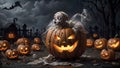 Unveiling the Horror of Ancient Mummies and Sinister Jack-o\'-Lanterns in the Eerie Halloween Cemetery