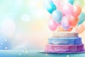 Unveiling Joyful Moments: Illustrated Birthday Extravaganza with Balloons and Cake - Embark on a journey of celebration as an