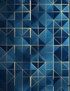 Unveiling the Luxurious Dark Blue and Gold Geometric Pattern Background.