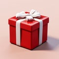 Unveiling Magic: A Mesmerizing Red Present Box with a Graceful White Ribbon!