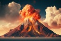 Unveiling the Majestic Power: Volcano Eruption against Stark White Canvas