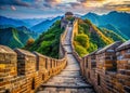 Unveiling the Majesty of the Great Wall of China A Macro Perspective on Ancient Architecture Pathways and Panoramic Royalty Free Stock Photo